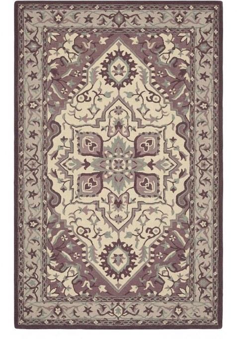 Saffron Rugs Hand-Tufted 100% Wool Area Rug | Purple Cream Rectangular Rug | Cotton Backing | Oriental Geometric Carpet for Living Room