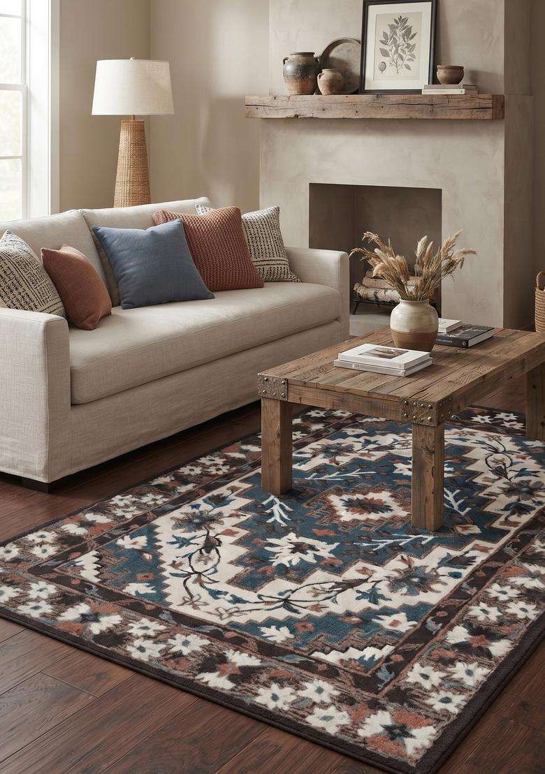 Saffron Rugs Hand-Tufted 100% Wool Area Rug | Multicolor Rectangular Rug | Cotton Backing | Bohemian Geometric Carpet for Living Room - Indya