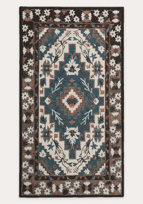 100% Wool Handmade Multicolor Rug | Bohemian Geometric Carpet With Cotton Backing For Living Room