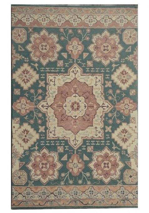 Saffron Rugs Hand-Tufted 100% Wool Area Rug | Teal Green Rectangular Rug | Cotton Backing | Oriental Geometric Carpet for Living Room