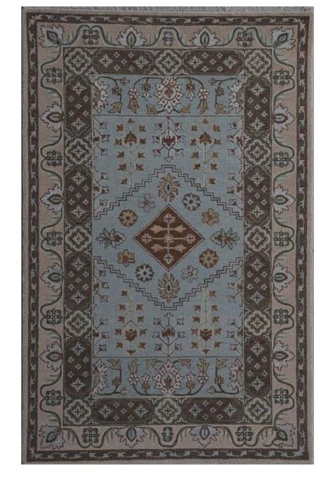 Saffron Rugs Hand-Tufted 100% Wool Area Rug | Blue Grey Rectangular Rug | Cotton Backing | Oriental Geometric Carpet for Living Room