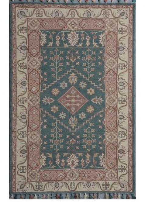 Saffron Rugs Hand-Tufted 100% Wool Area Rug | Teal Blue Rectangular Rug | Cotton Backing | Oriental Floral Carpet for Living Room