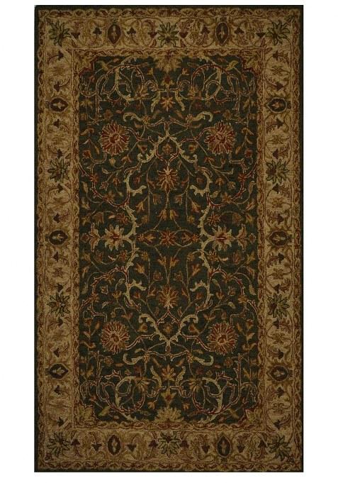 Saffron Rugs Hand-Tufted 100% Wool Area Rug | Dark Brown Beige Rectangular Rug | Cotton Backing | Classic Floral Carpet for Living Room