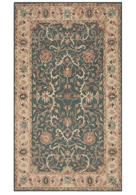 Saffron Rugs Hand-Tufted 100% Wool Area Rug | Steel Blue Rectangular Rug | Cotton Backing | Old World Floral Carpet for Living Room