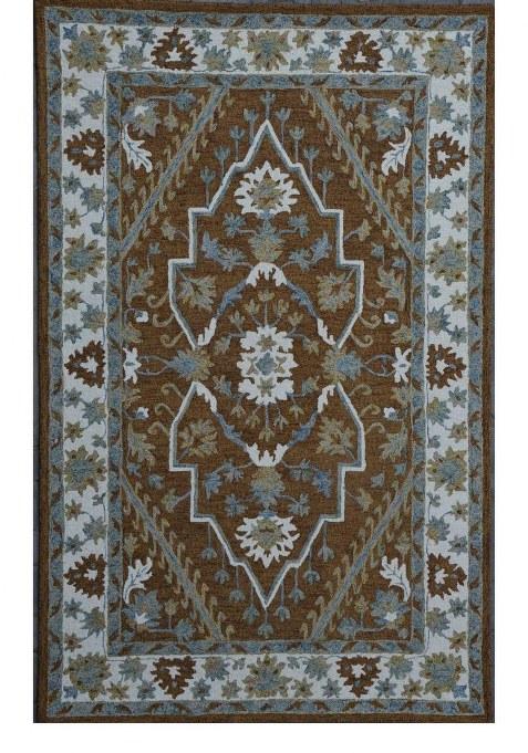 Saffron Rugs Hand-Tufted 100% Wool Area Rug | Brown Rectangular Rug | Cotton Backing | Oriental Floral Carpet for Living Room
