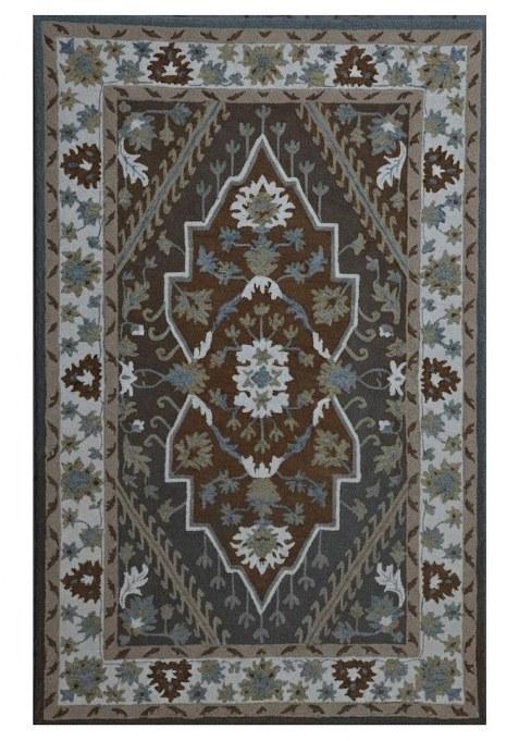 Saffron Rugs Hand-Tufted 100% Wool Area Rug | Grey Brown Rectangular Rug | Cotton Backing | Oriental Geometric Carpet for Living Room