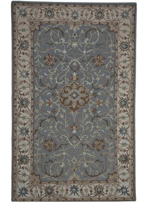 Saffron Rugs Hand-Tufted 100% Wool Area Rug | Blue Grey Rectangular Rug | Cotton Backing | Oriental Floral Carpet for Living Room
