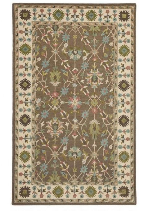 Saffron Rugs Hand-Tufted 100% Wool Area Rug | Warm Brown Rectangular Rug | Cotton Backing | Oriental Floral Carpet for Living Room