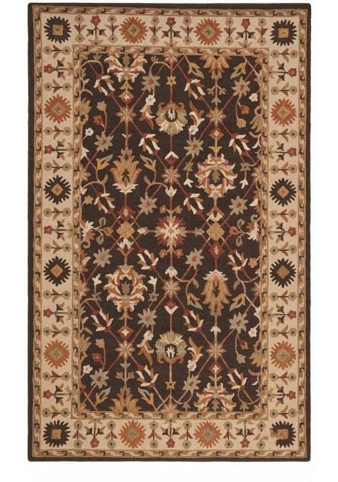 Saffron Rugs Hand-Tufted 100% Wool Area Rug | Dark Brown Rectangular Rug | Cotton Backing | Oriental Floral Carpet for Living Room