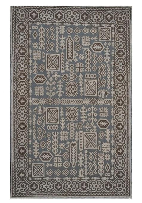 Saffron Rugs Hand-Tufted 100% Wool Area Rug | Grey Blue Rectangular Rug | Cotton Backing | Bohemian Geometric Carpet for Living Room