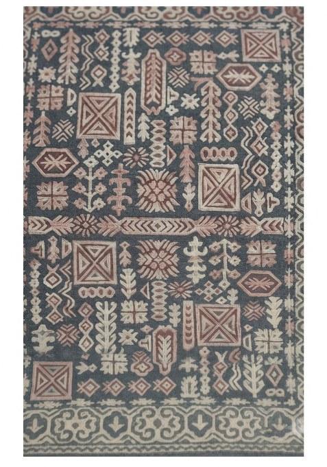 Saffron Rugs Hand-Tufted 100% Wool Area Rug | Dark Teal Rectangular Rug | Cotton Backing | Bohemian Geometric Carpet for Living Room