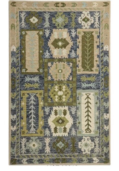 Saffron Rugs Hand-Tufted 100% Wool Area Rug | Navy Blue Rectangular Rug | Cotton Backing | Oriental Geometric Carpet for Living Room