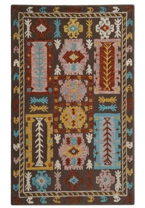 Saffron Rugs Hand-Tufted 100% Wool Area Rug | Brown Rectangular Rug | Cotton Backing | Bohemian Geometric Carpet for Living Room