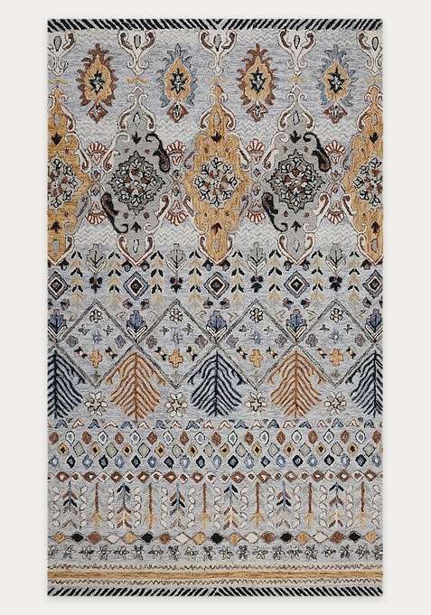 100% Wool Handmade Multicolor Rug | Bohemian Geometric Carpet With Cotton Backing For Living Room