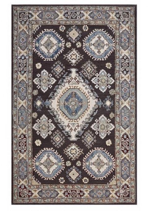 Saffron Rugs Hand-Tufted 100% Wool Area Rug | Dark Charcoal Rectangular Rug | Cotton Backing | Oriental Geometric Carpet for Living Room