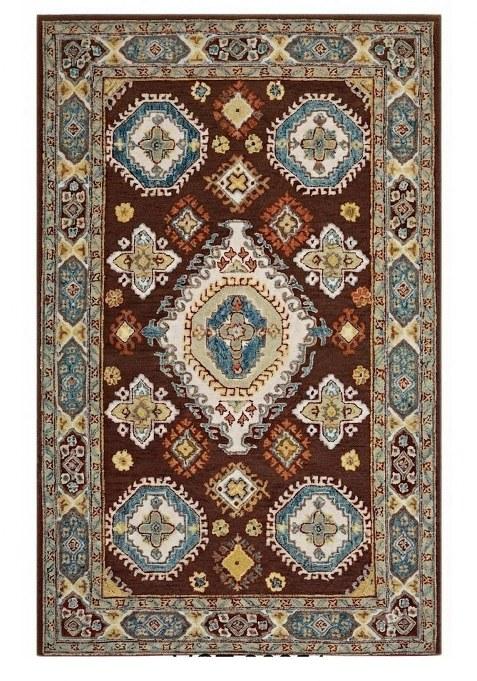Saffron Rugs Hand-Tufted 100% Wool Area Rug | Dark Brown Rectangular Rug | Cotton Backing | Oriental Geometric Carpet for Living Room