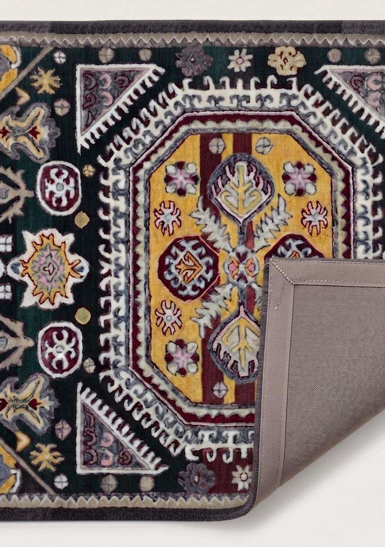 Saffron Rugs Multicolor Oriental Geometric Hand Tufted Wool Rectangular Rug - Indya
