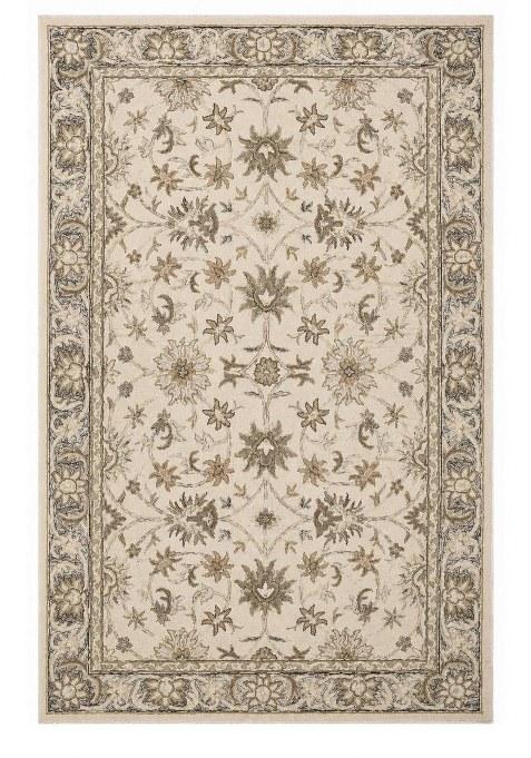 Saffron Rugs Hand-Tufted 100% Wool Area Rug | Ivory Beige Rectangular Rug | Cotton Backing | Classic Floral Carpet for Living Room