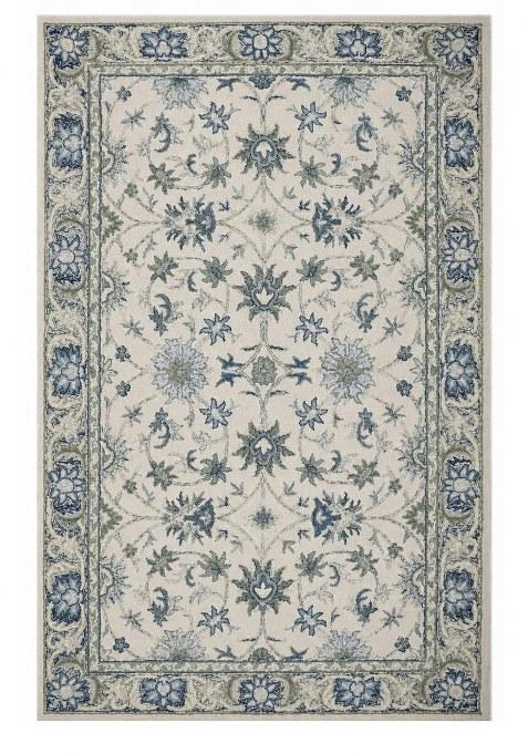 Saffron Rugs Hand-Tufted 100% Wool Area Rug | Ivory Blue Rectangular Rug | Cotton Backing | Classic Floral Carpet for Living Room