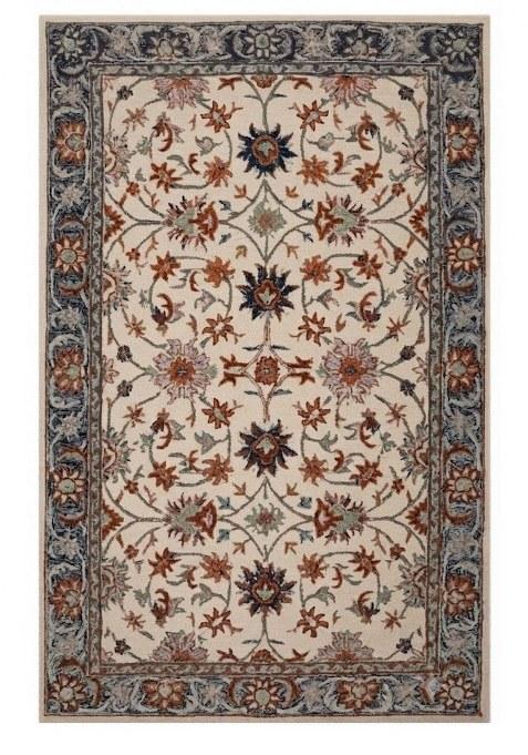 Saffron Rugs Hand-Tufted 100% Wool Area Rug | Ivory Rectangular Rug | Cotton Backing | Oriental Floral Carpet for Living Room
