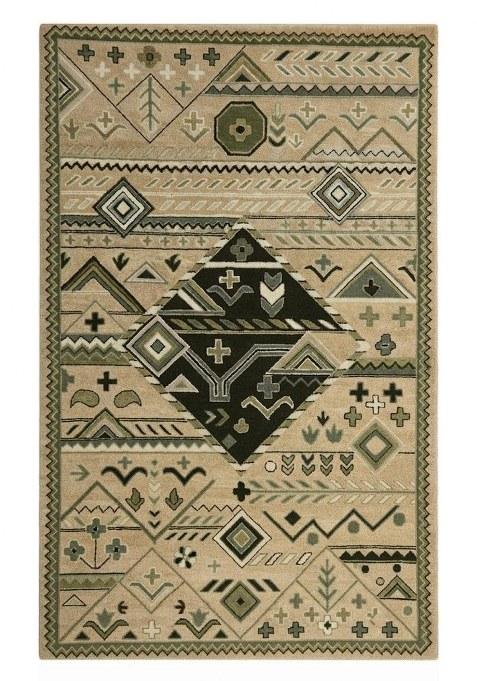 Saffron Rugs Hand-Tufted 100% Wool Area Rug | Beige Rectangular Rug | Cotton Backing | Bohemian Geometric Carpet for Living Room