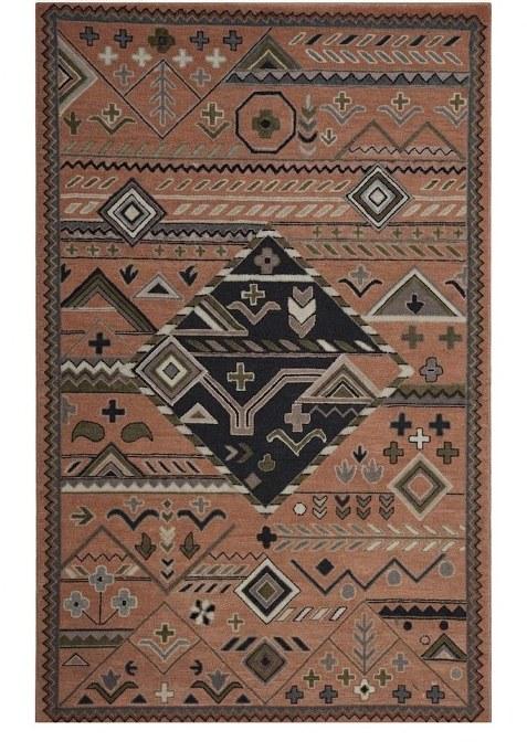 Saffron Rugs Hand-Tufted 100% Wool Area Rug | Terracotta Brown Rectangular Rug | Cotton Backing | Bohemian Geometric Carpet for Living Room