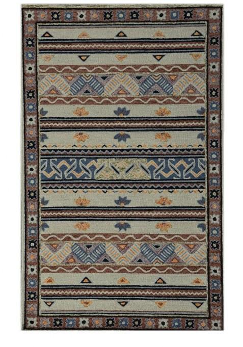 Saffron Rugs Hand-Tufted 100% Wool Area Rug | Beige Multicolor Rectangular Rug | Cotton Backing | Bohemian Geometric Carpet for Living Room