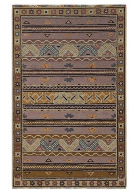 Saffron Rugs Hand-Tufted 100% Wool Area Rug | Mauve Multicolor Rectangular Rug | Cotton Backing | Bohemian Geometric Carpet for Living Room