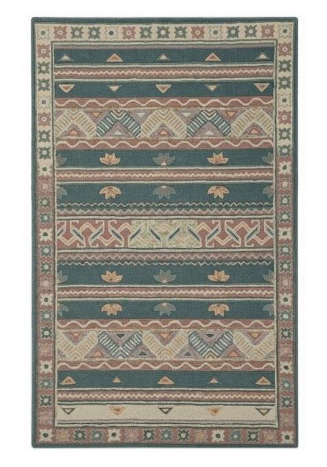 Saffron Rugs Hand-Tufted 100% Wool Area Rug | Teal Blue Rectangular Rug | Cotton Backing | Bohemian Geometric Carpet for Living Room