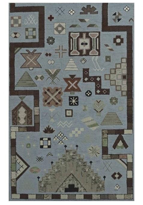 Saffron Rugs Hand-Tufted 100% Wool Area Rug | Light Blue Rectangular Rug | Cotton Backing | Bohemian Geometric Carpet for Living Room