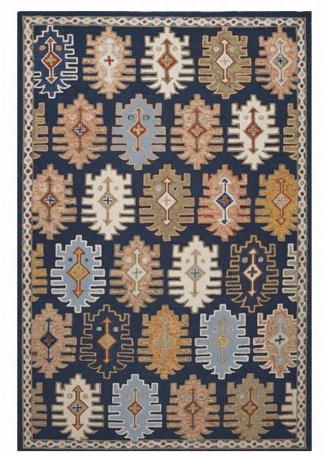 Saffron Rugs Hand-Tufted 100% Wool Area Rug | Navy Blue Rectangular Rug | Cotton Backing | Bohemian Geometric Carpet for Living Room