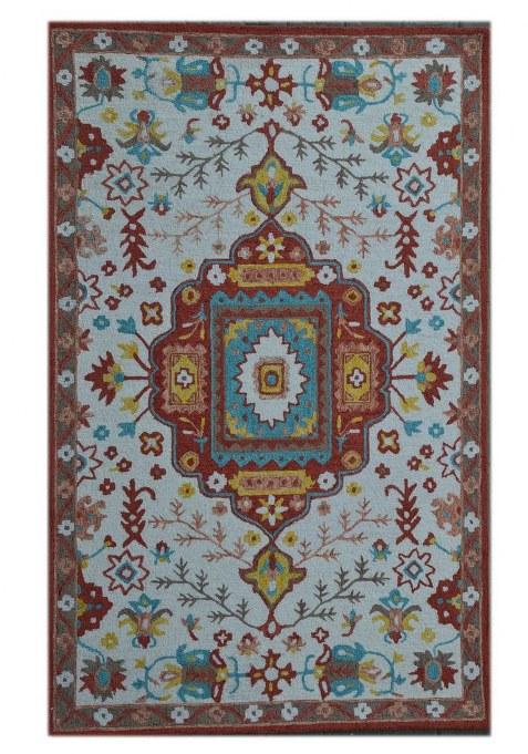 Saffron Rugs Hand-Tufted 100% Wool Area Rug | Dark Brown Multicolor Rectangular Rug | Cotton Backing | Bohemian Geometric Carpet for Living Room