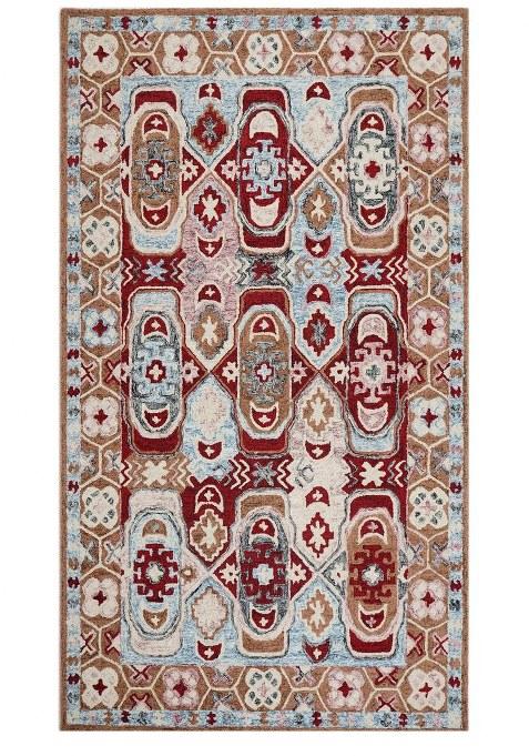 Saffron Rugs Hand-Tufted 100% Wool Area Rug | Red Multicolor Rectangular Rug | Cotton Backing | Oriental Geometric Carpet for Living Room