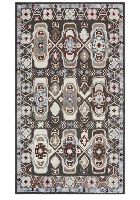 Saffron Rugs Hand-Tufted 100% Wool Area Rug | Dark Grey Multicolor Rectangular Rug | Cotton Backing | Bohemian Geometric Carpet for Living Room