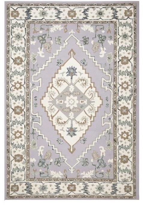 Saffron Rugs Hand-Tufted 100% Wool Area Rug | Lavender Grey Rectangular Rug | Cotton Backing | Oriental Floral Carpet for Living Room