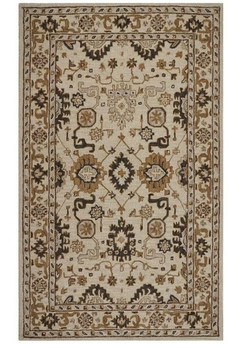 Saffron Rugs Hand-Tufted 100% Wool Area Rug | Beige Brown Rectangular Rug | Cotton Backing | Oriental Floral Carpet for Living Room