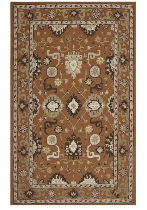 Saffron Rugs Hand-Tufted 100% Wool Area Rug | Rust Brown Rectangular Rug | Cotton Backing | Classic Floral Carpet for Living Room