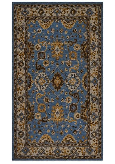 Saffron Rugs Hand-Tufted 100% Wool Area Rug | Blue Rectangular Rug | Cotton Backing | Oriental Floral Carpet for Living Room