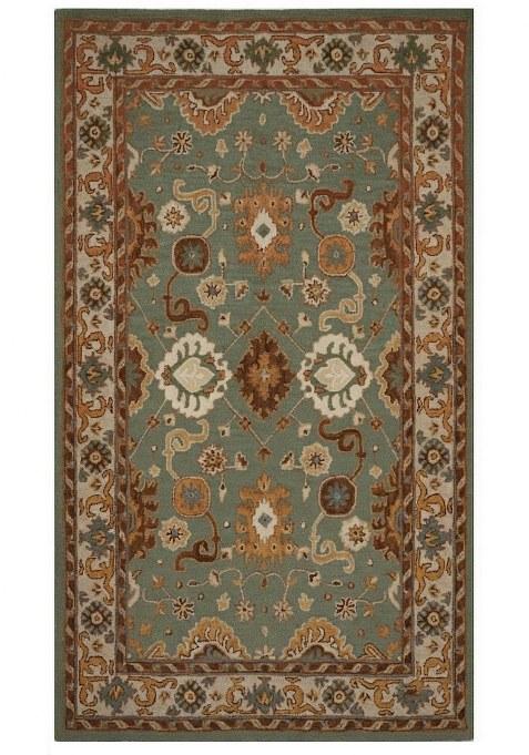 Saffron Rugs Hand-Tufted 100% Wool Area Rug | Sage Green Rectangular Rug | Cotton Backing | Oriental Floral Carpet for Living Room