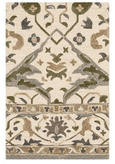 Saffron Rugs Hand-Tufted 100% Wool Area Rug | Ivory Rectangular Rug | Cotton Backing | Classic Floral Carpet for Living Room