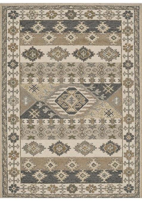 Saffron Rugs Hand-Tufted 100% Wool Area Rug | Beige Grey Rectangular Rug | Cotton Backing | Transitional Geometric Carpet for Living Room