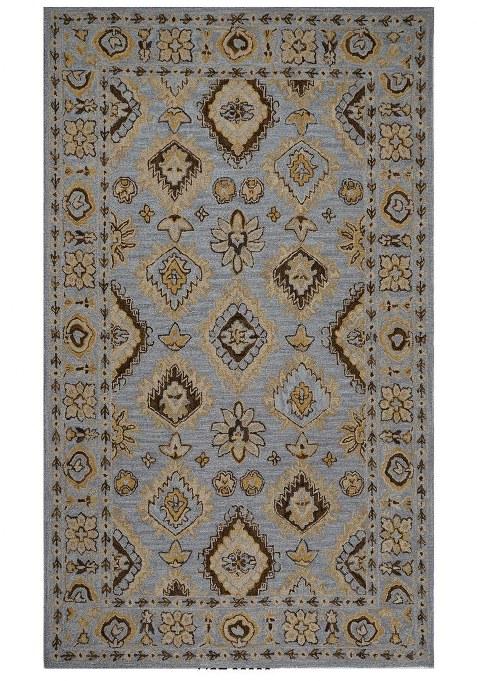 Saffron Rugs Hand-Tufted 100% Wool Area Rug | Blue Grey Rectangular Rug | Cotton Backing | Oriental Geometric Carpet for Living Room