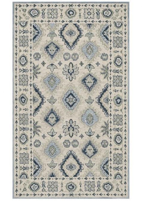 Saffron Rugs Hand-Tufted 100% Wool Area Rug | Light Blue Grey Rectangular Rug | Cotton Backing | Oriental Floral Carpet for Living Room