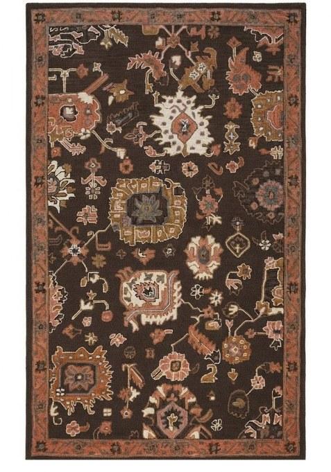 Saffron Rugs Hand-Tufted 100% Wool Area Rug | Dark Brown Rectangular Rug | Cotton Backing | Oriental Floral Carpet for Living Room