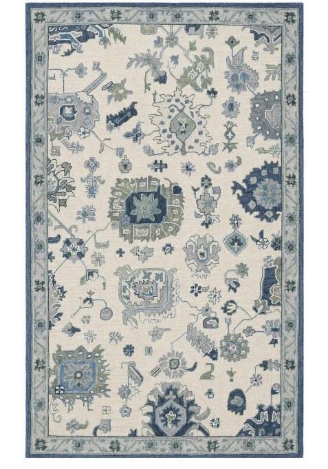 Saffron Rugs Hand-Tufted 100% Wool Area Rug | Ivory Blue Rectangular Rug | Cotton Backing | Oriental Floral Carpet for Living Room