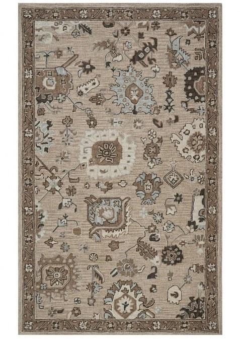 Saffron Rugs Hand-Tufted 100% Wool Area Rug | Beige Brown Rectangular Rug | Cotton Backing | Oriental Floral Carpet for Living Room