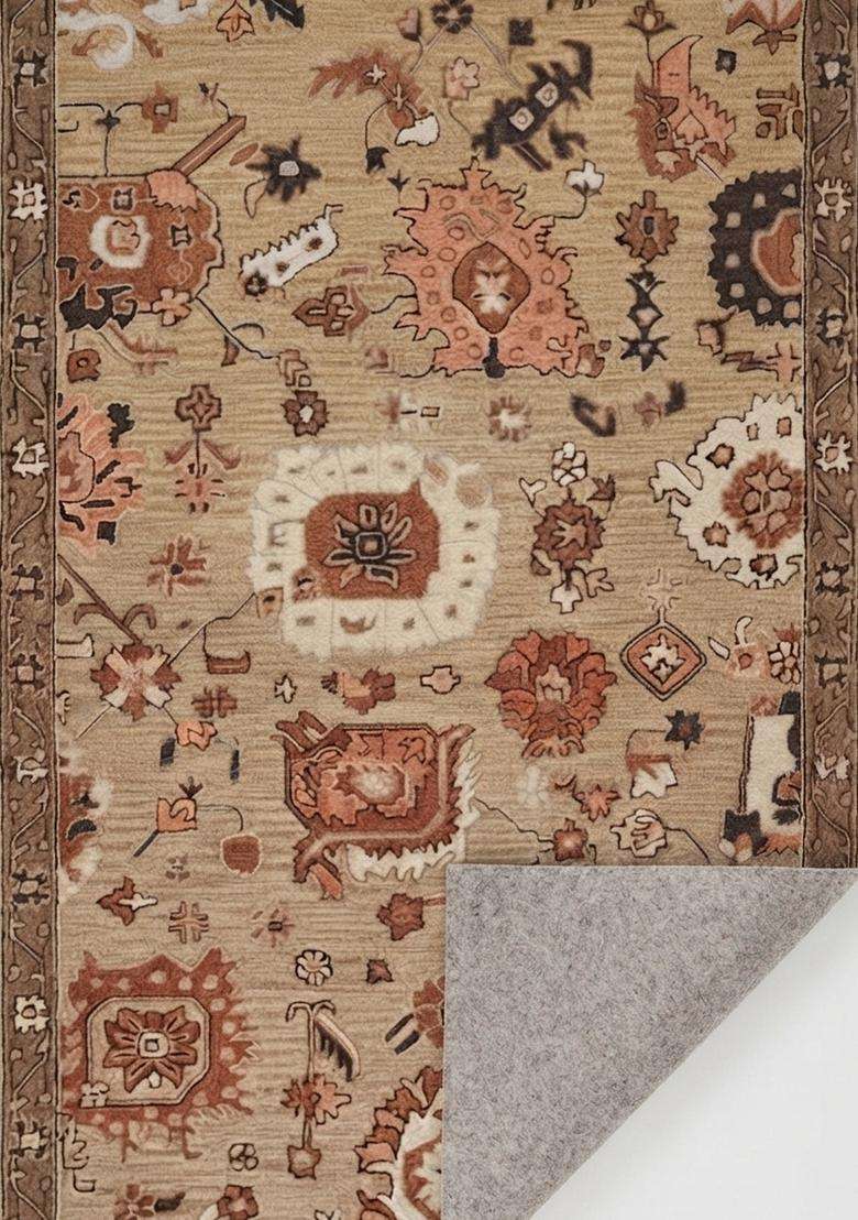 Saffron Rugs Hand-Tufted 100% Wool Area Rug | Beige Rectangular Rug | Cotton Backing | Oriental Floral Carpet for Living Room - Indya