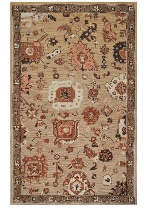 Saffron Rugs Hand-Tufted 100% Wool Area Rug | Beige Rectangular Rug | Cotton Backing | Oriental Floral Carpet for Living Room