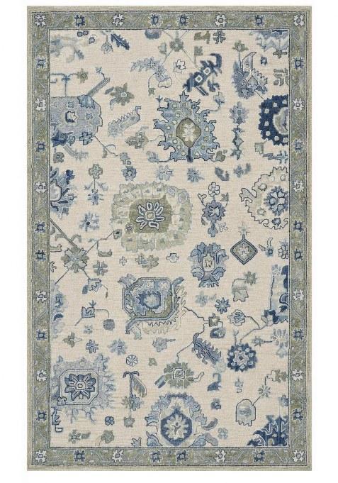 Saffron Rugs Hand-Tufted 100% Wool Area Rug | Ivory Blue Rectangular Rug | Cotton Backing | Oriental Floral Carpet for Living Room