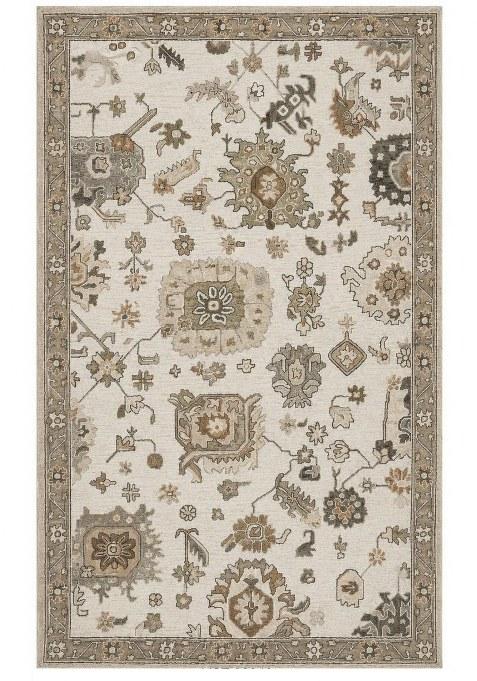 Saffron Rugs Hand-Tufted 100% Wool Area Rug | Ivory Beige Rectangular Rug | Cotton Backing | Classic Floral Carpet for Living Room